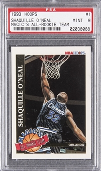 1993/94 Hoops "Magics All-Rookie Team" #1 Shaquille ONeal Rookie Card - PSA MINT 9